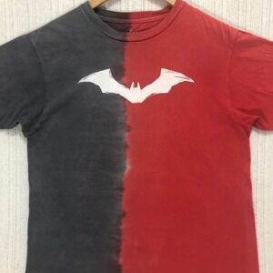 The Batman T-Shirt Red Black Tie Dye Graphic‎ Tee Short Sleeve Men's Size Medium